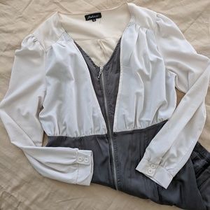 Cream and gray dress